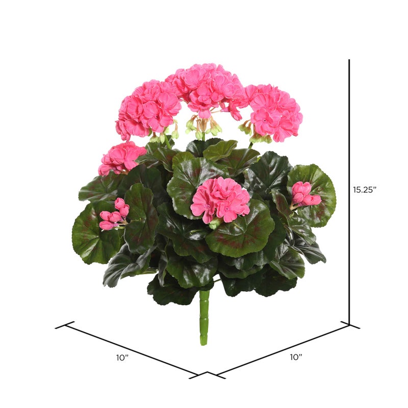 Vickerman Everyday Artificial Pink Geranium Bush 15.25" Long - Premium Faux Floral Decor for Wedding or Everyday Arrangements - Maintenance Free Flowers - Image 2